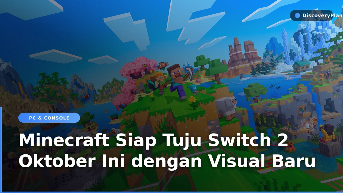 Tampilan game Minecraft dengan grafik yang ditingkatkan di konsol genggam